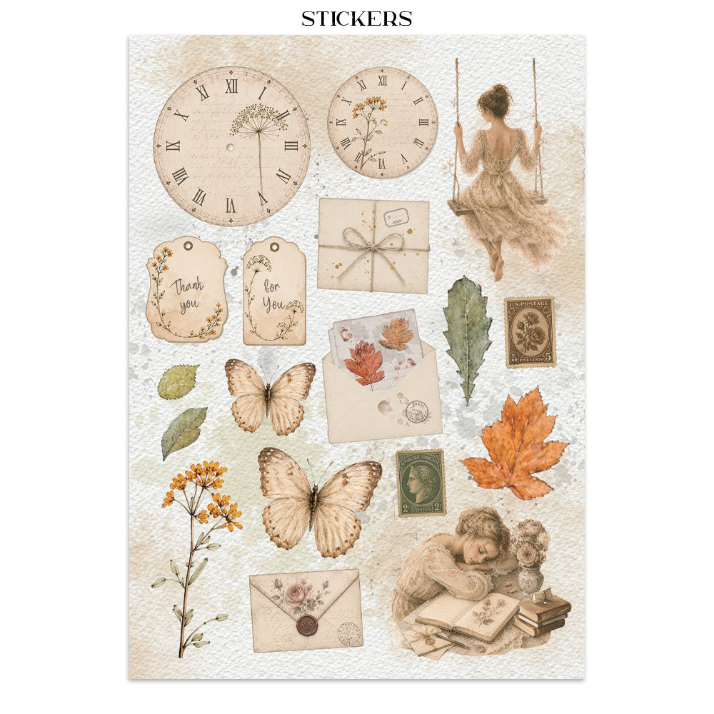 Printed Art Junk Journal: Stickers, Cut-Outs, Backgrounds For Art And Craft - Flowers And Poems