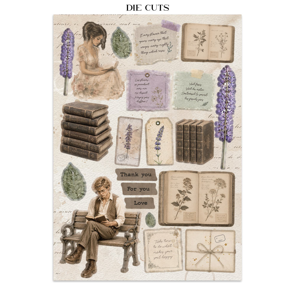Printed Art Junk Journal: Stickers, Cut-Outs, Backgrounds For Art And Craft - Flowers And Poems