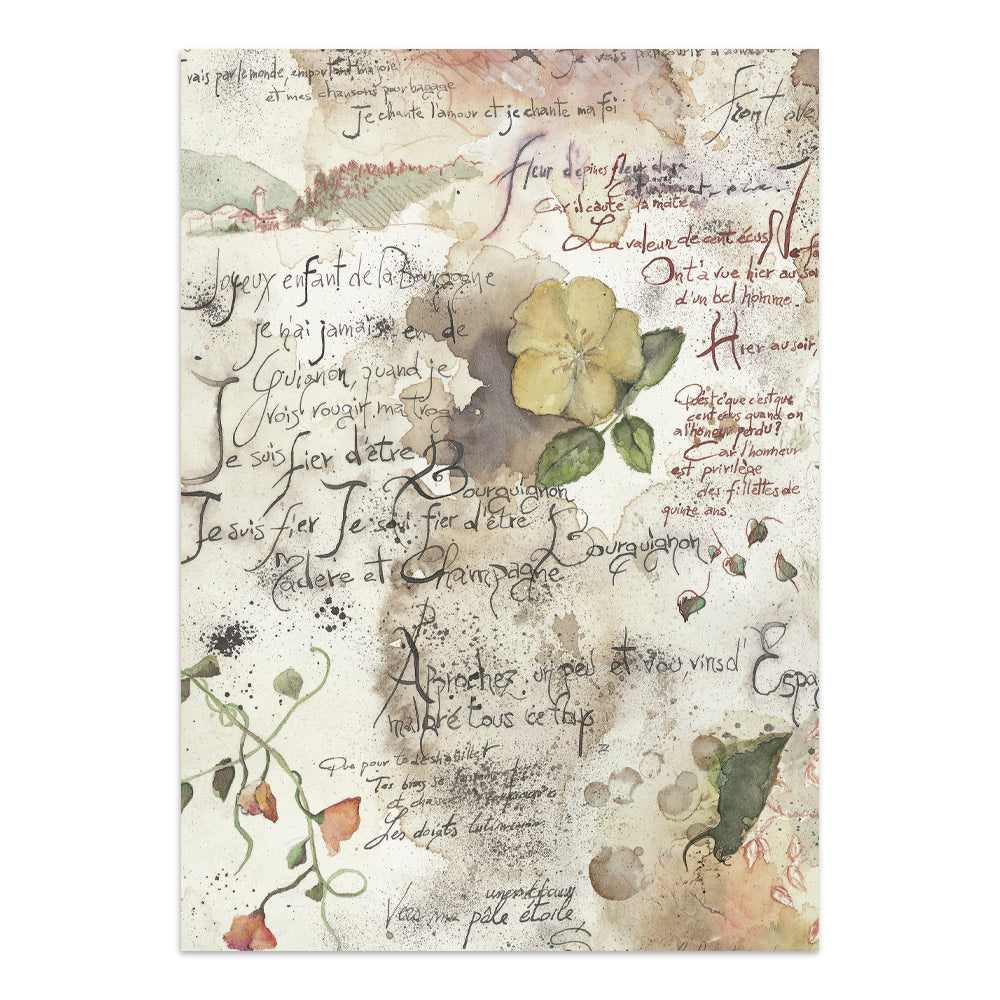 Printed Art Junk Journal: Stickers, Cut-Outs, Backgrounds For Art And Craft - Flowers And Poems