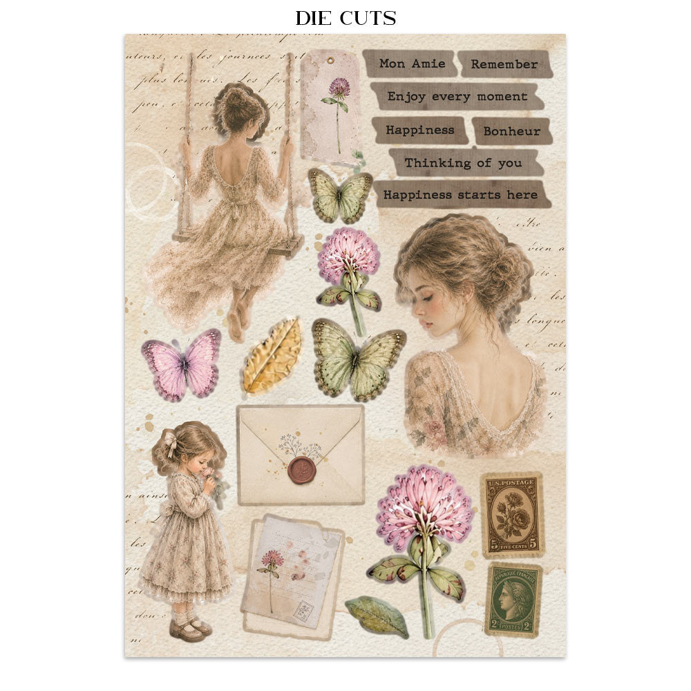Printed Art Junk Journal: Stickers, Cut-Outs, Backgrounds For Art And Craft - Flowers And Poems