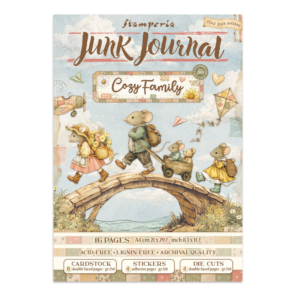 Printed Art Junk Journal: Sticker, Cut-Outs, Backgrounds For Art And Craft - Cozy Family