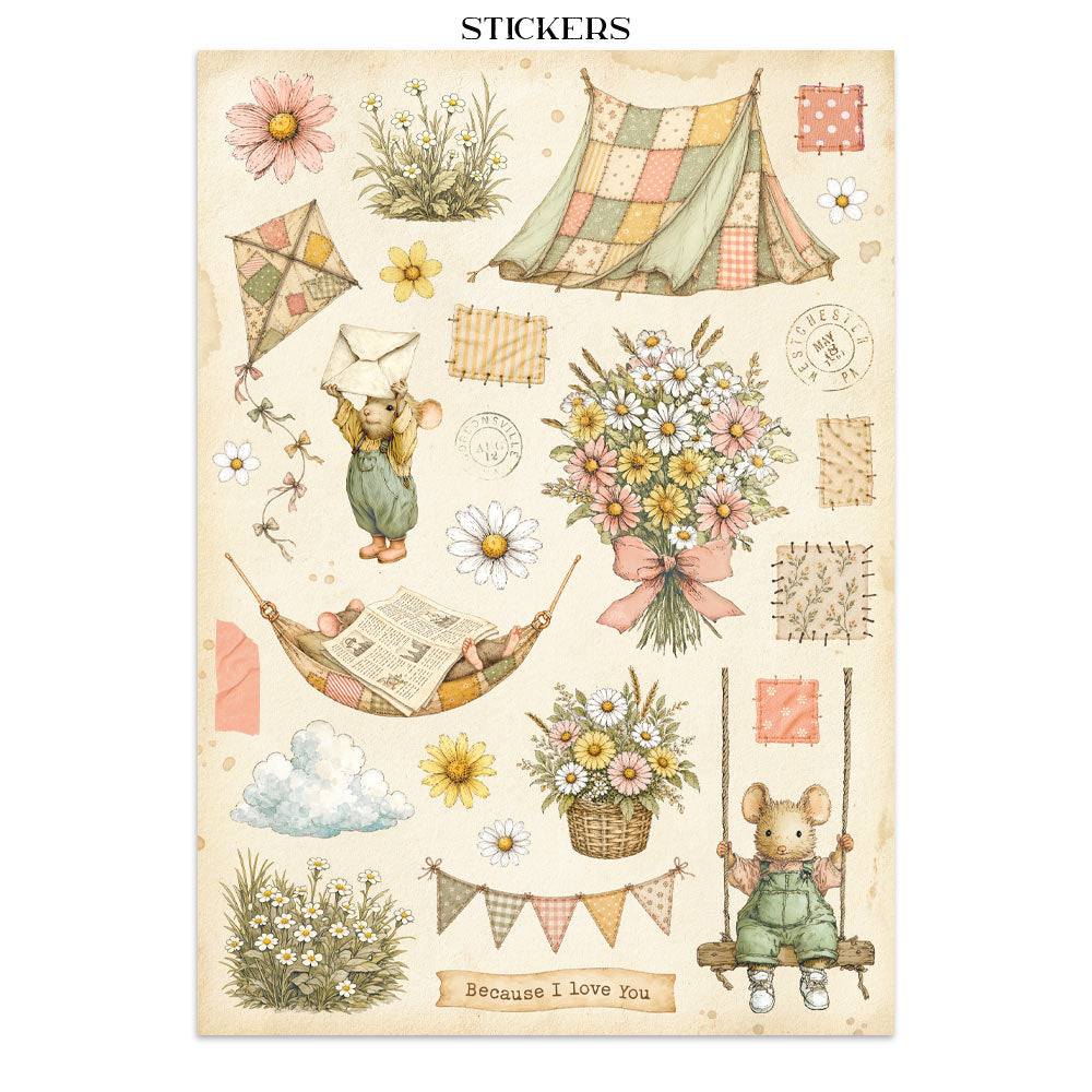Printed Art Junk Journal: Sticker, Cut-Outs, Backgrounds For Art And Craft - Cozy Family