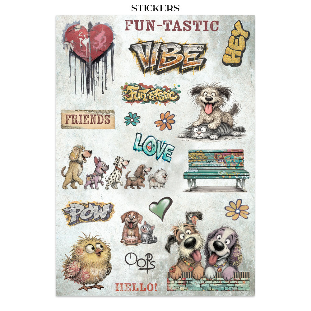 Printed Art Junk Journal: Stickers, Cut-Outs, Backgrounds For Art And Craft - Furry Friends 2