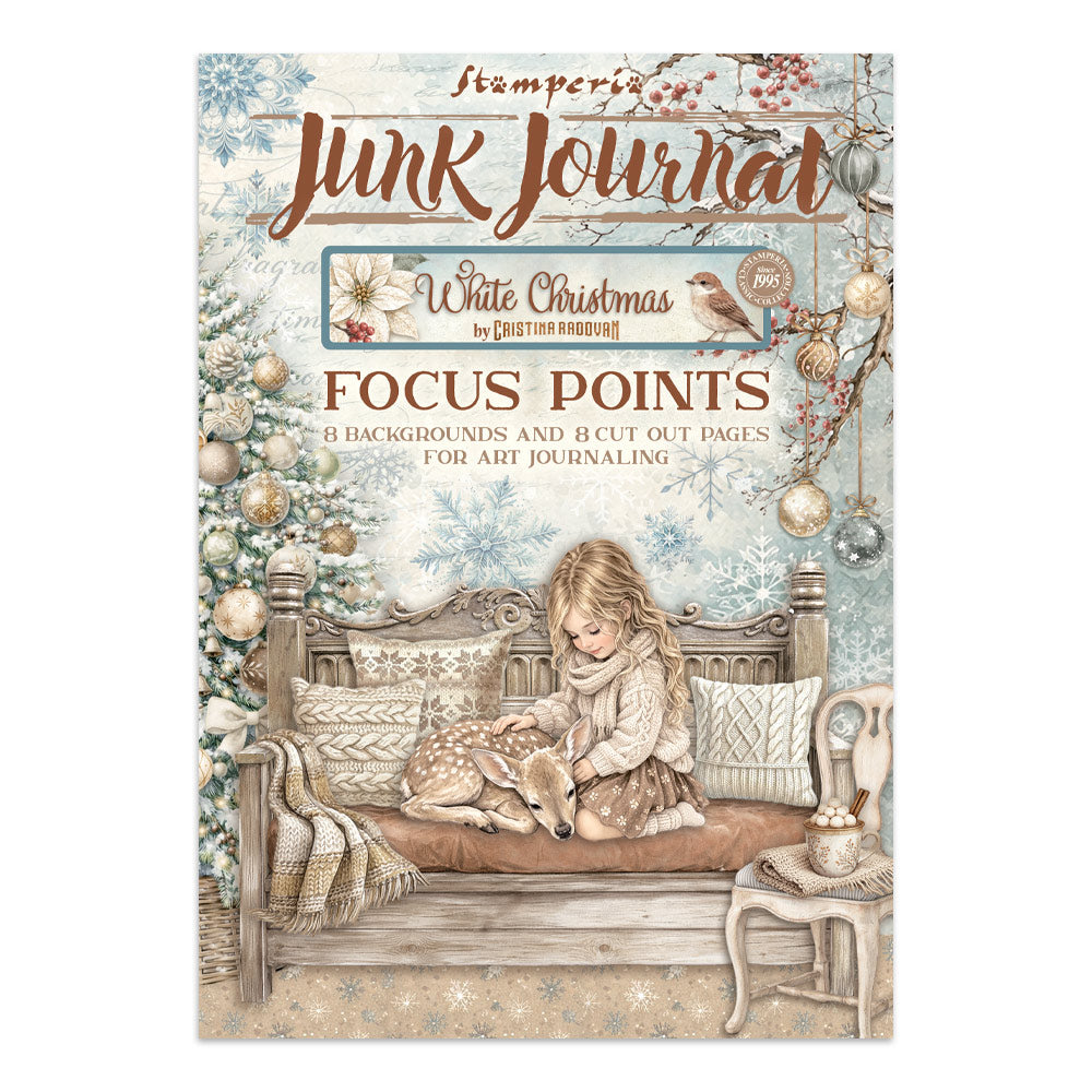 Printed Art Junk Journal Focus Points For Art And Craft A5 - White Christmas