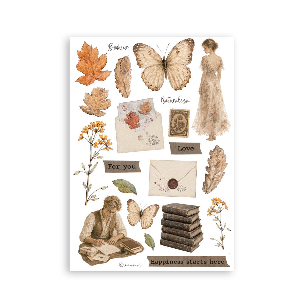 Printed Washi Pad For Art And Craft A5 8 Sheets - Flowers And Poems