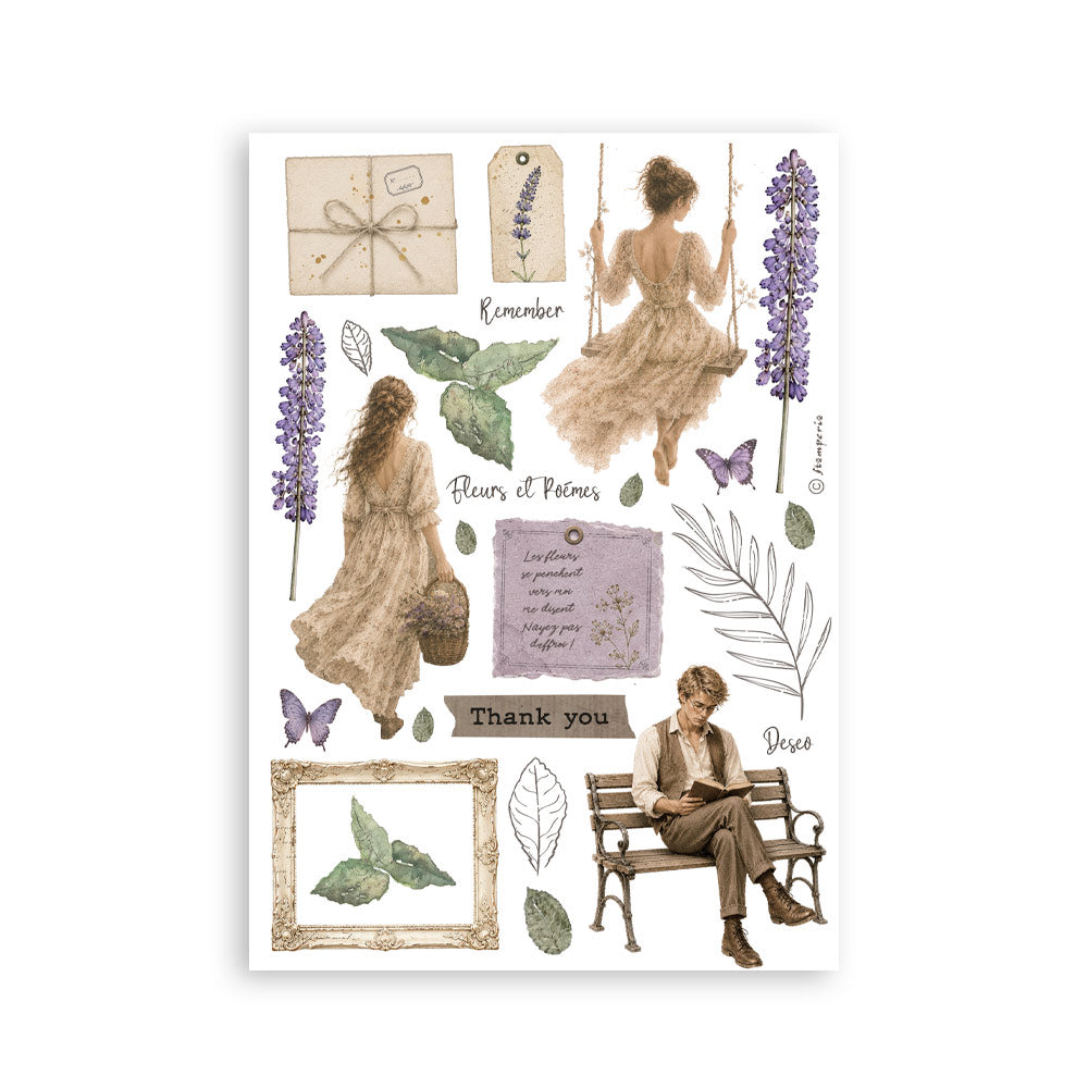 Printed Washi Pad For Art And Craft A5 8 Sheets - Flowers And Poems