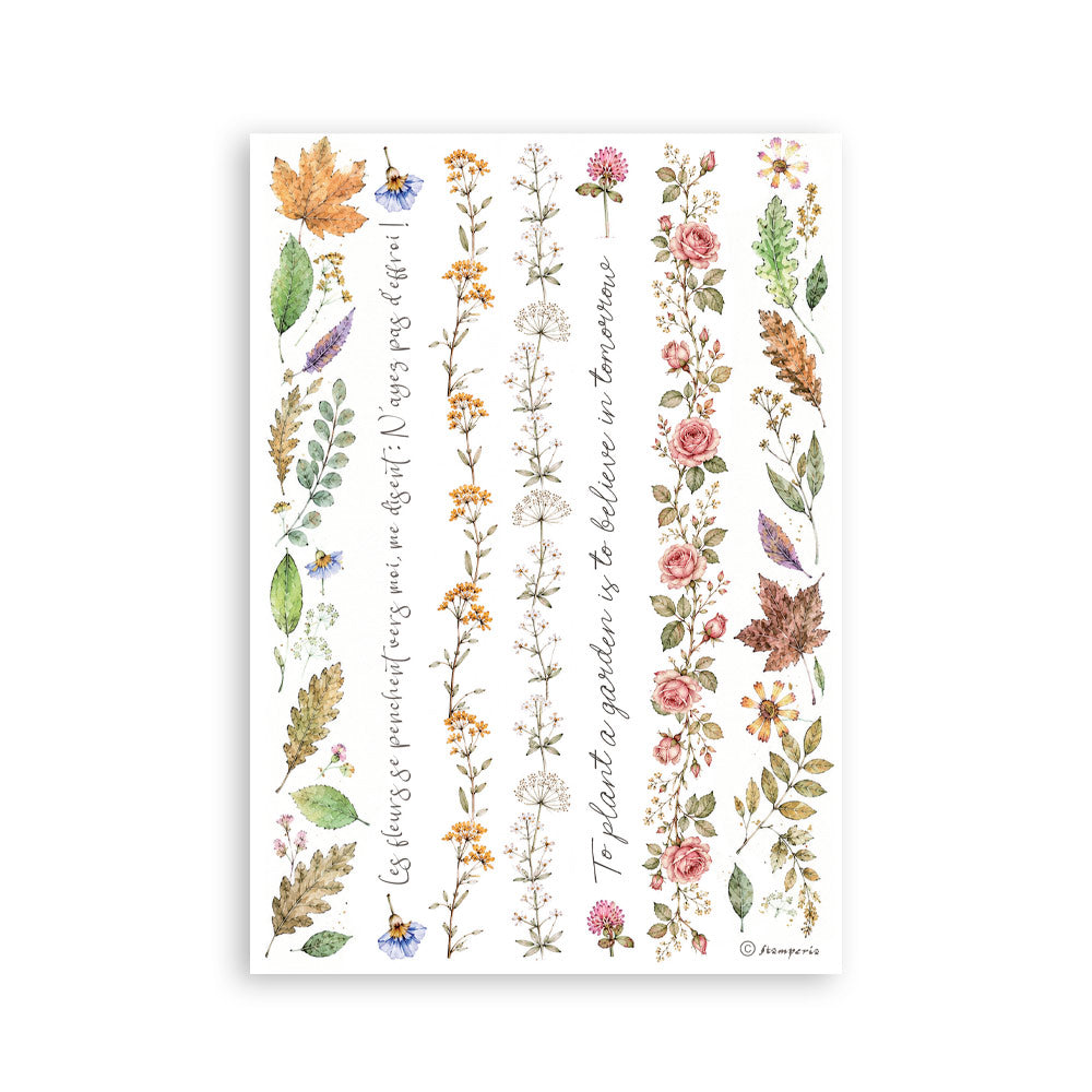 Printed Washi Pad For Art And Craft A5 8 Sheets - Flowers And Poems