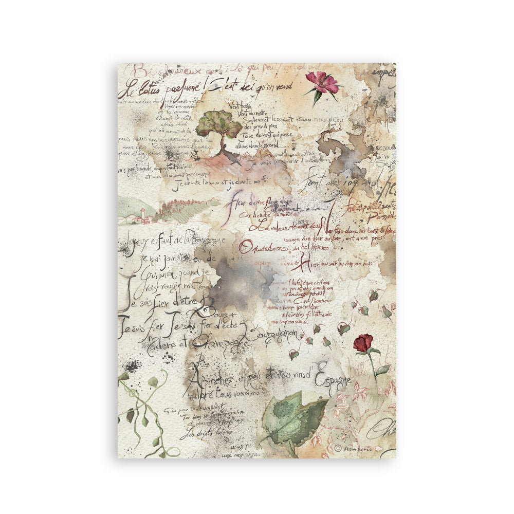 Printed Washi Pad For Art And Craft A5 8 Sheets - Flowers And Poems