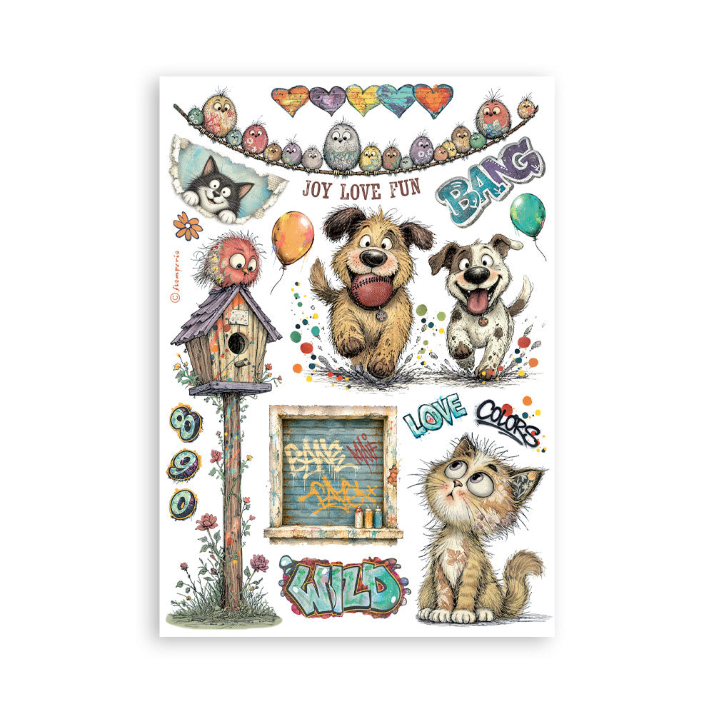Printed Washi Pad For Art And Craft A5 8 Sheets - Furry Friends 2