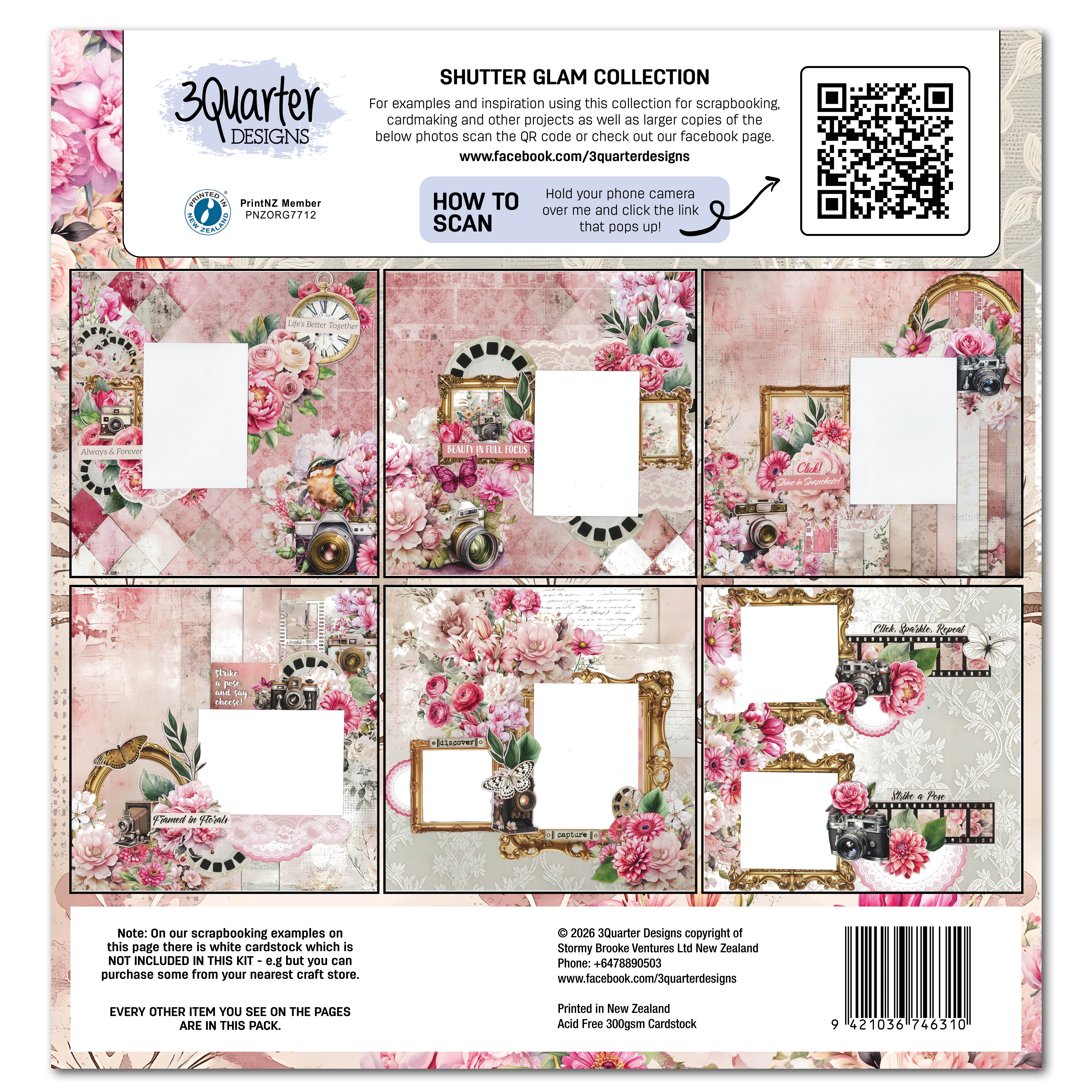 3Quarter Designs Shutter Glam 12x12 Designer Paper & Diecuts Set