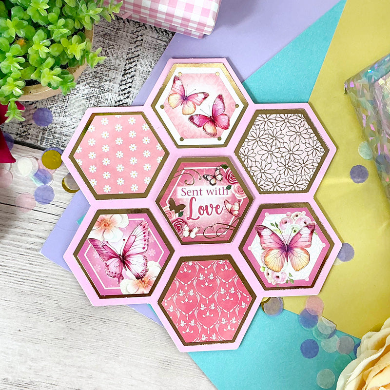 Luxury Shaped Cards - Hexagon Flower