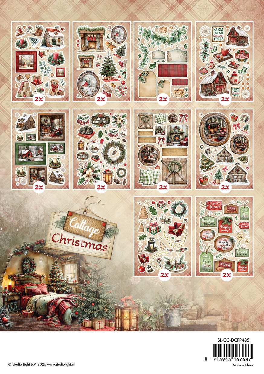SL Die-Cut Paper Pad Paper Elements Cottage Christmas 20 Sheets