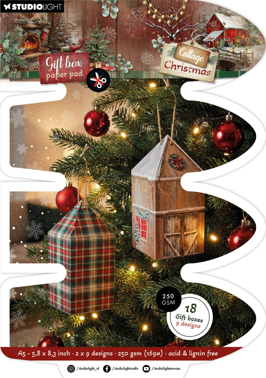 SL Giftbox Paper Pad House Box Cottage Christmas 18 Sheets