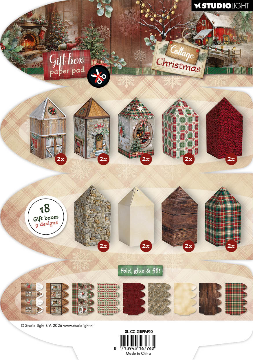 SL Giftbox Paper Pad House Box Cottage Christmas 18 Sheets