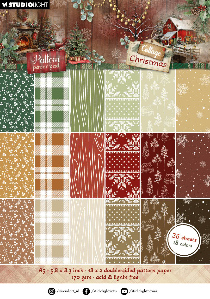 SL Pattern Paper Pad Cottage Christmas 36 Sheets