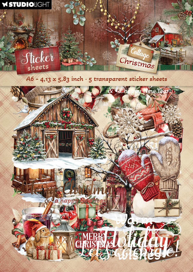 SL Transparent Stickers Elements & Texts Cottage Christmas 5 Sheets