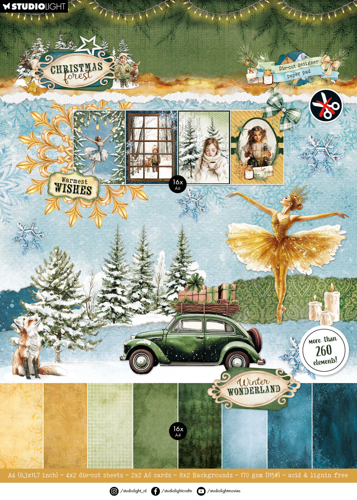 SL Die-Cut Designer Paper Pad DIY Paper Christmas Forest 28 Sheets
