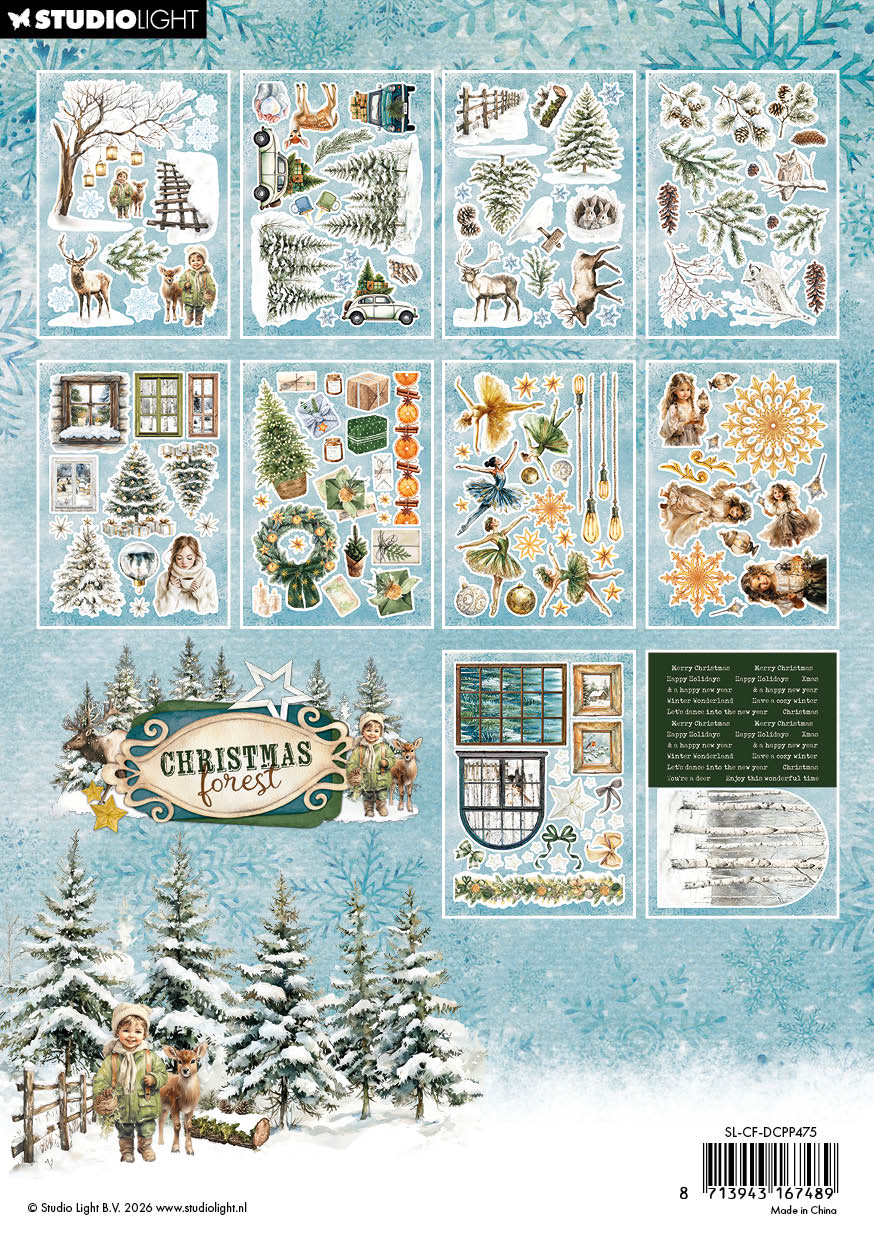 SL Die-Cut Paper Pad Paper Elements Christmas Forest 20 Sheets