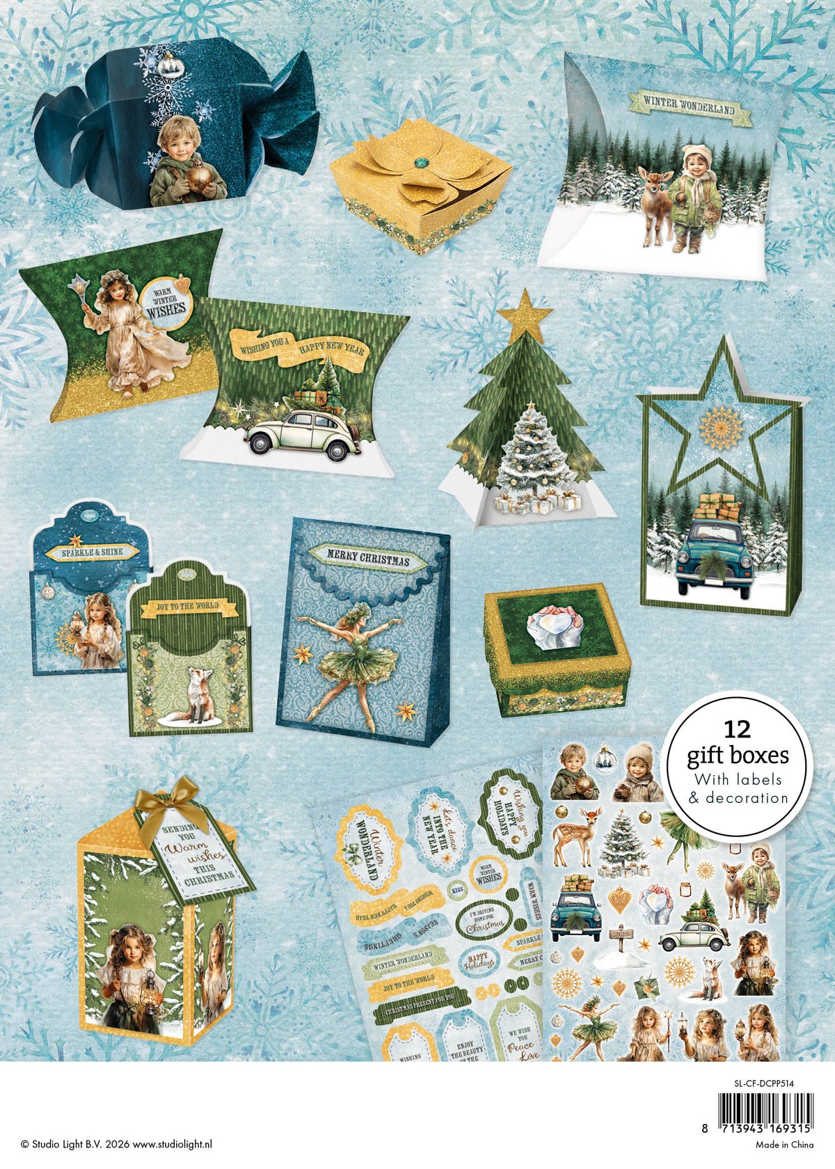 SL DIY Giftboxes Die-Cut Paper Pad Christmas Forest 12 Sheets