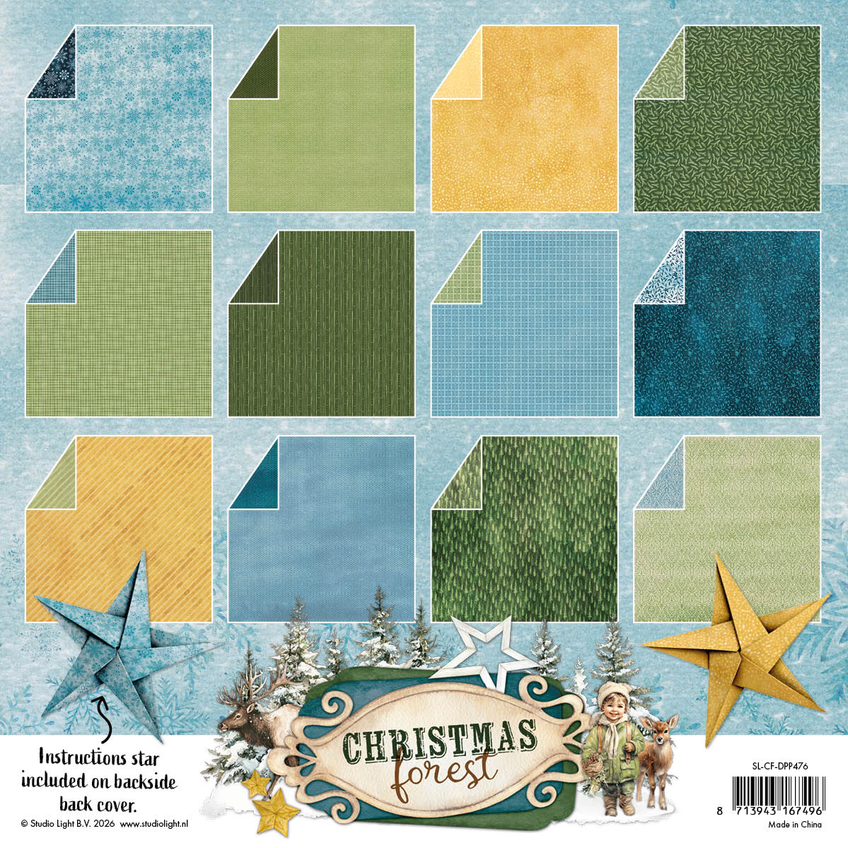 SL Multi-Purpose Paper Pad Origami & Backgrounds Christmas Forest 60 Sheets