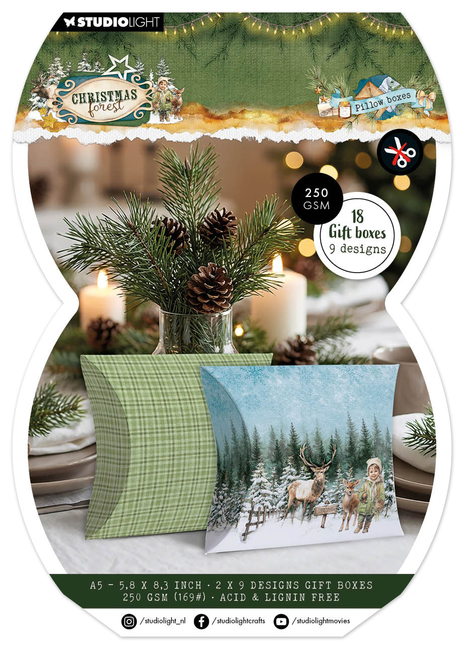 SL Giftbox Paper Pad Pillowbox Christmas Forest 18 Sheets