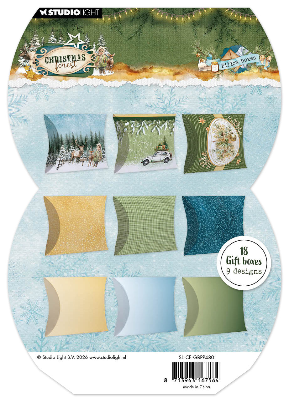 SL Giftbox Paper Pad Pillowbox Christmas Forest 18 Sheets