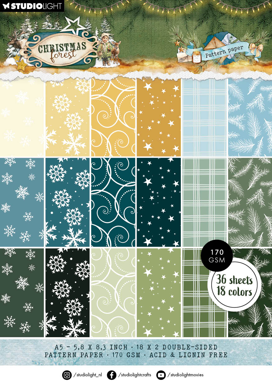 SL Pattern Paper Pad Christmas Forest 36 Sheets