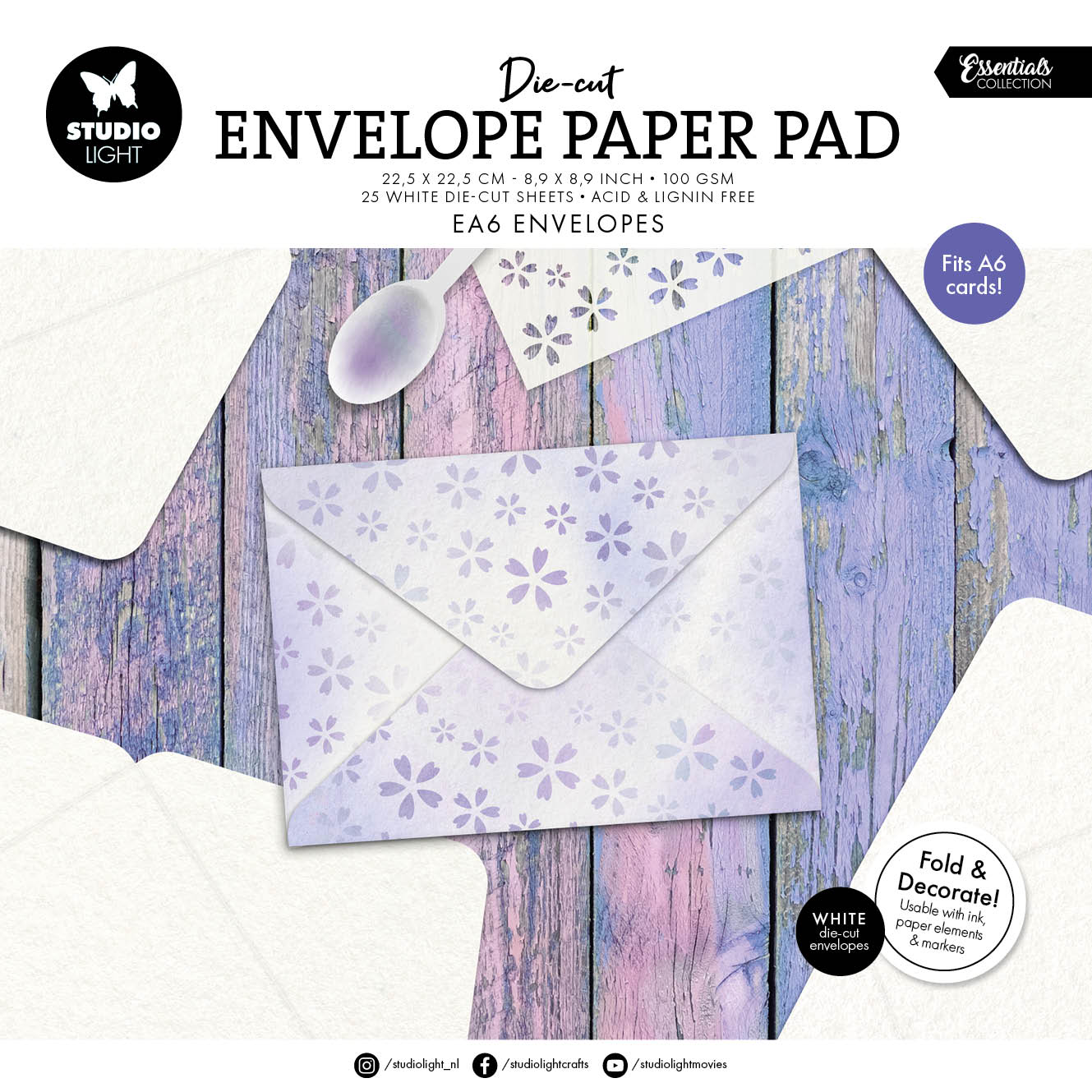 SL Die-Cut Paper Pad EA6 Envelopes for A6 Cards Essentials 25 Sheets