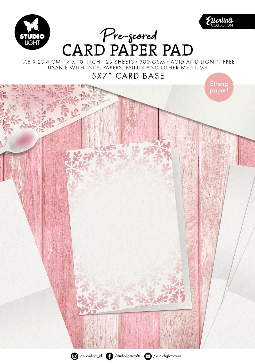 SL Card Paper Pad Pre-Scored White 5x7" Cards Essentials 25 Sheets