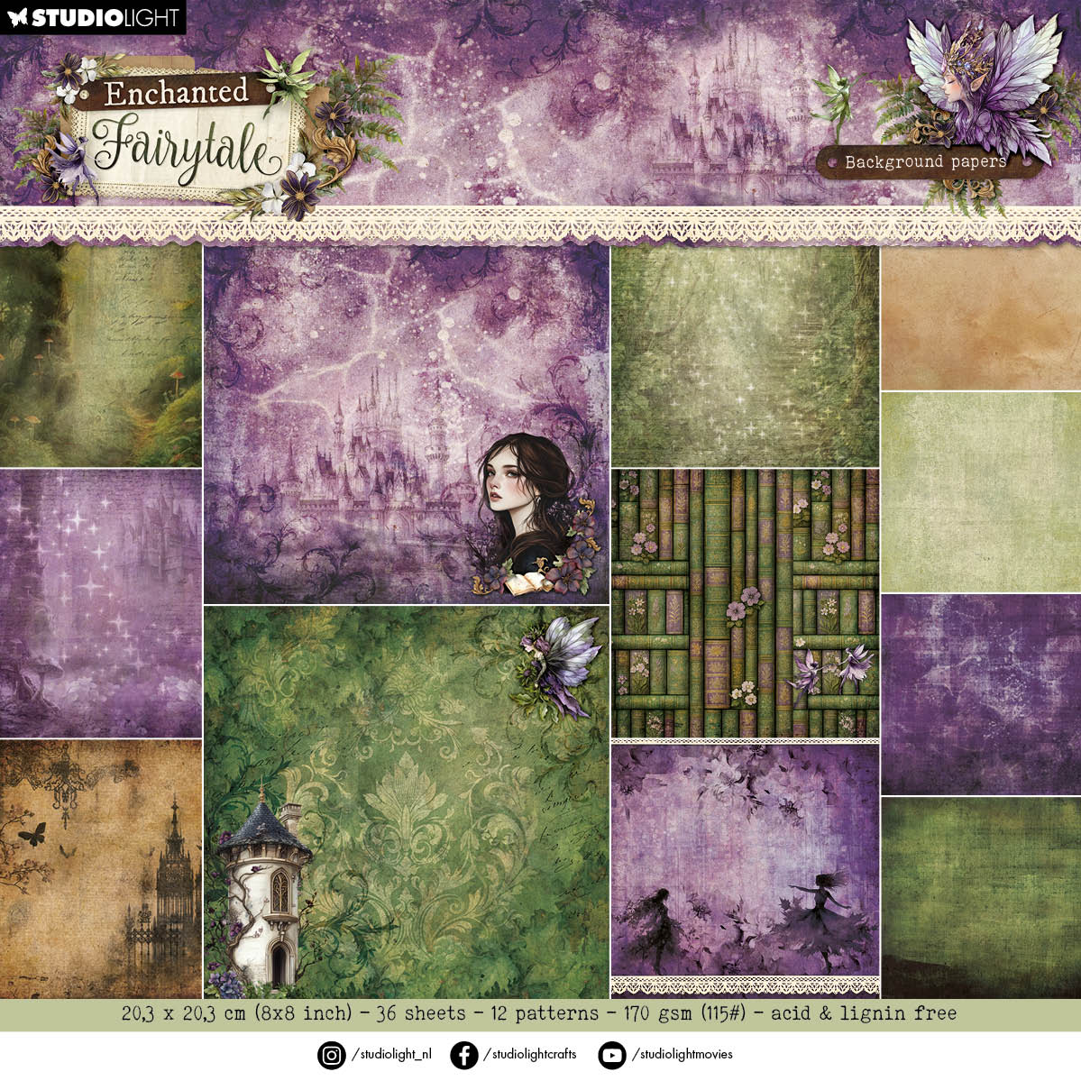 SL Designer Paper Pad Background Paper Pad Enchanted Fairytale 36 Sheets