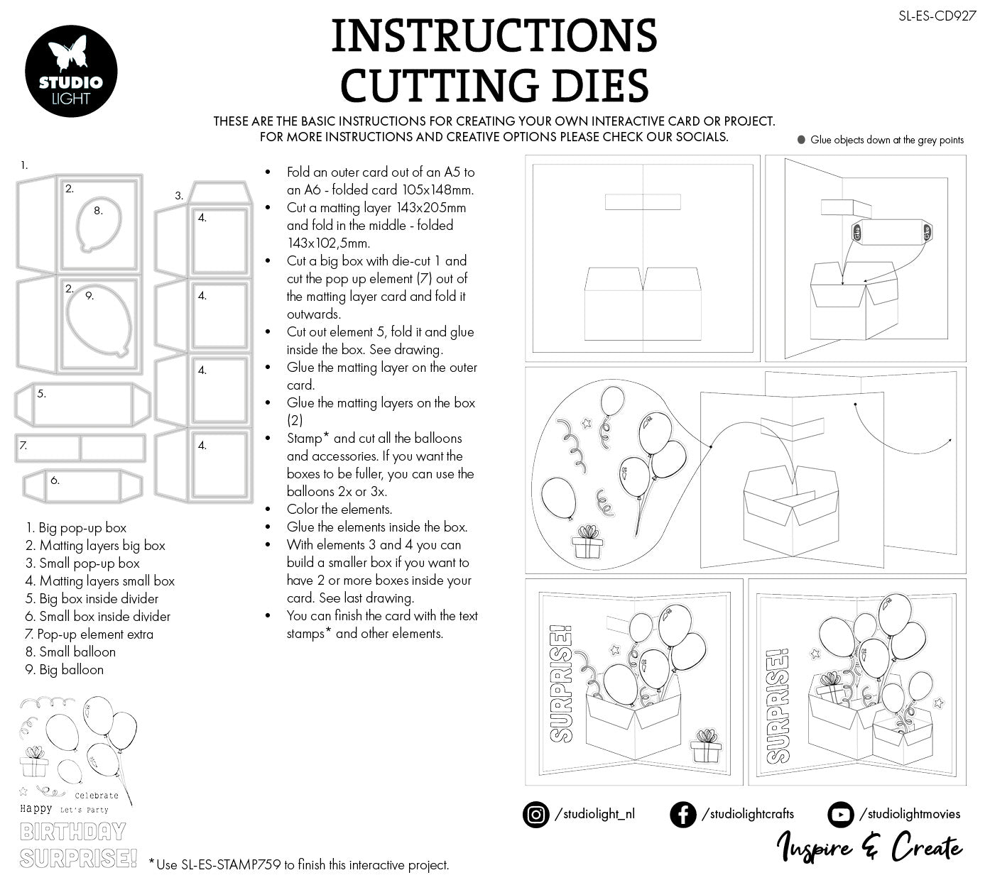 SL Cutting Die Balloon Box Pop-Up Essentials 13 PC