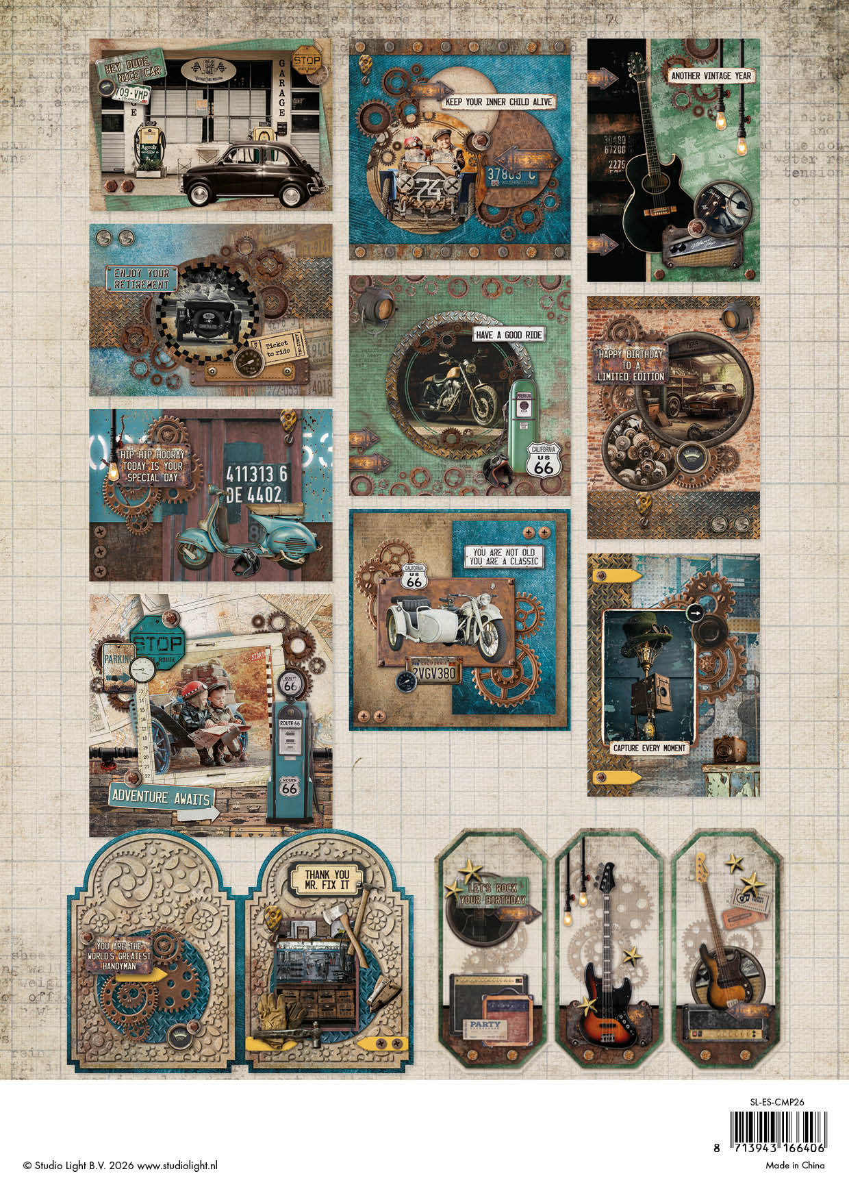 SL Cardmaking Pad Gearhead Workshop Essentials 14 Sheets