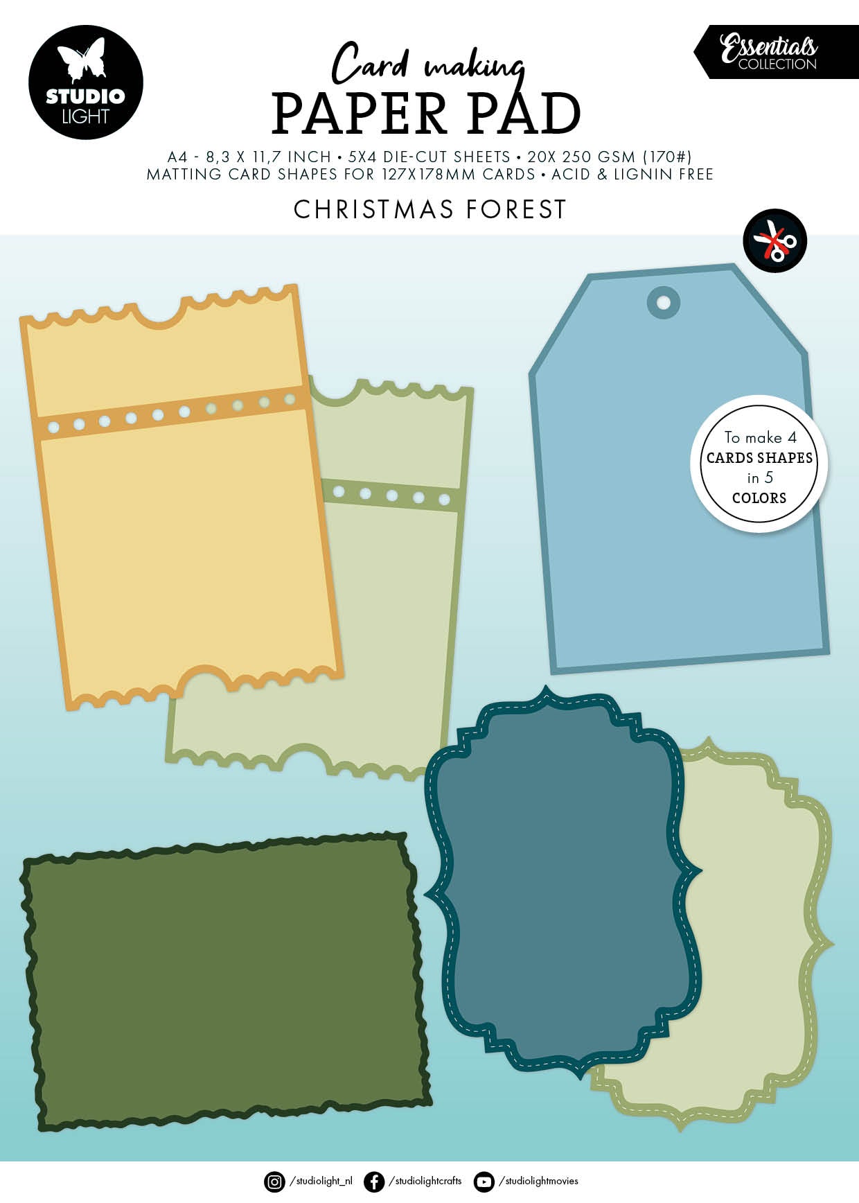SL Card Making Pad Christmas Forest 127x178mm Essentials 20 Sheets