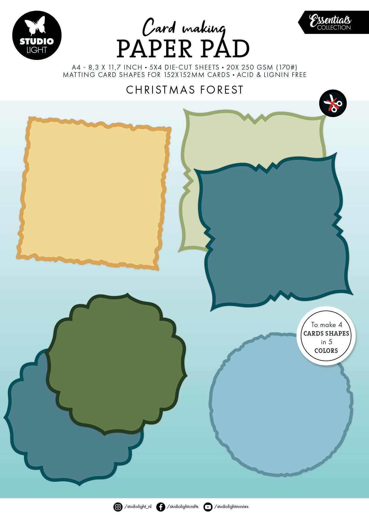 SL Card Making Pad Christmas Forest 152x152mm Essentials 20 Sheets