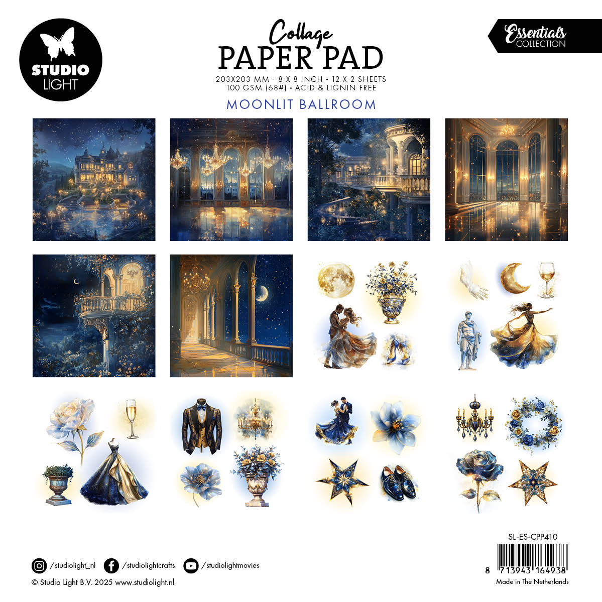 SL Collage Paper PadMoonlit Ballroom Essentials 203x203x5mm 24 Sheets