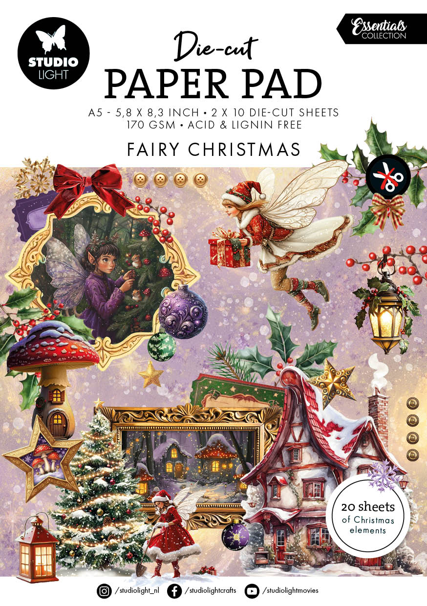 SL Die-Cut Paper Pad Fairy Christmas Essentials 20 Sheets