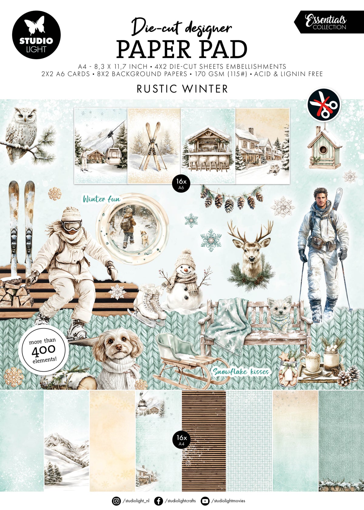 SL Die-Cut Paper Pad Rustic Winter Essentials 28 Sheets