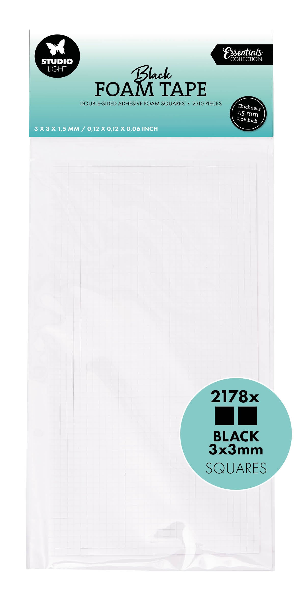 SL Double-Sided Foam Tape Blocks Black 3x3mm Essentials Tools  2310 Pieces