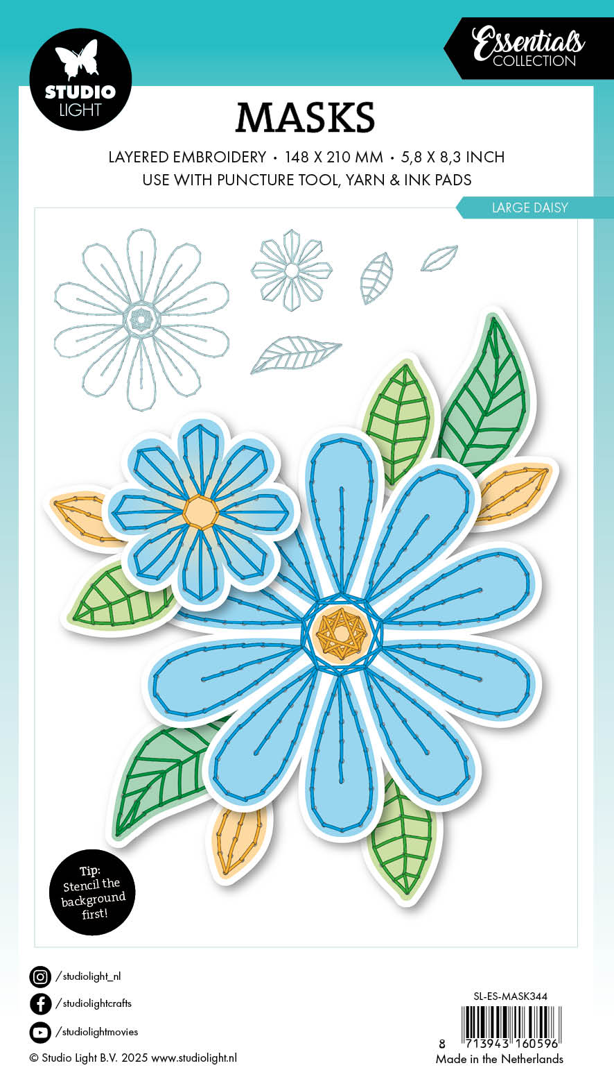 SL Mask Embroidery - Large Daisy Essentials 1 PC