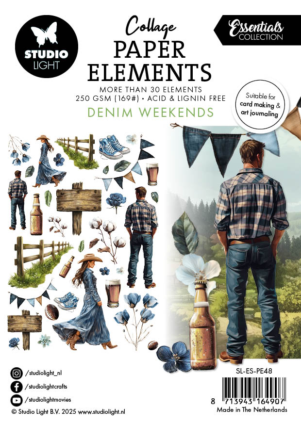 SL Paper ElementsDenim Weekends Essentials 105x148x4mm 36 Pieces