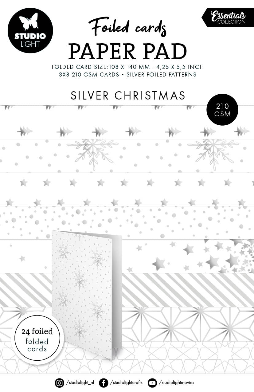 SL Foiled Cards Silver Christmas Patterns Essentials 24 SH