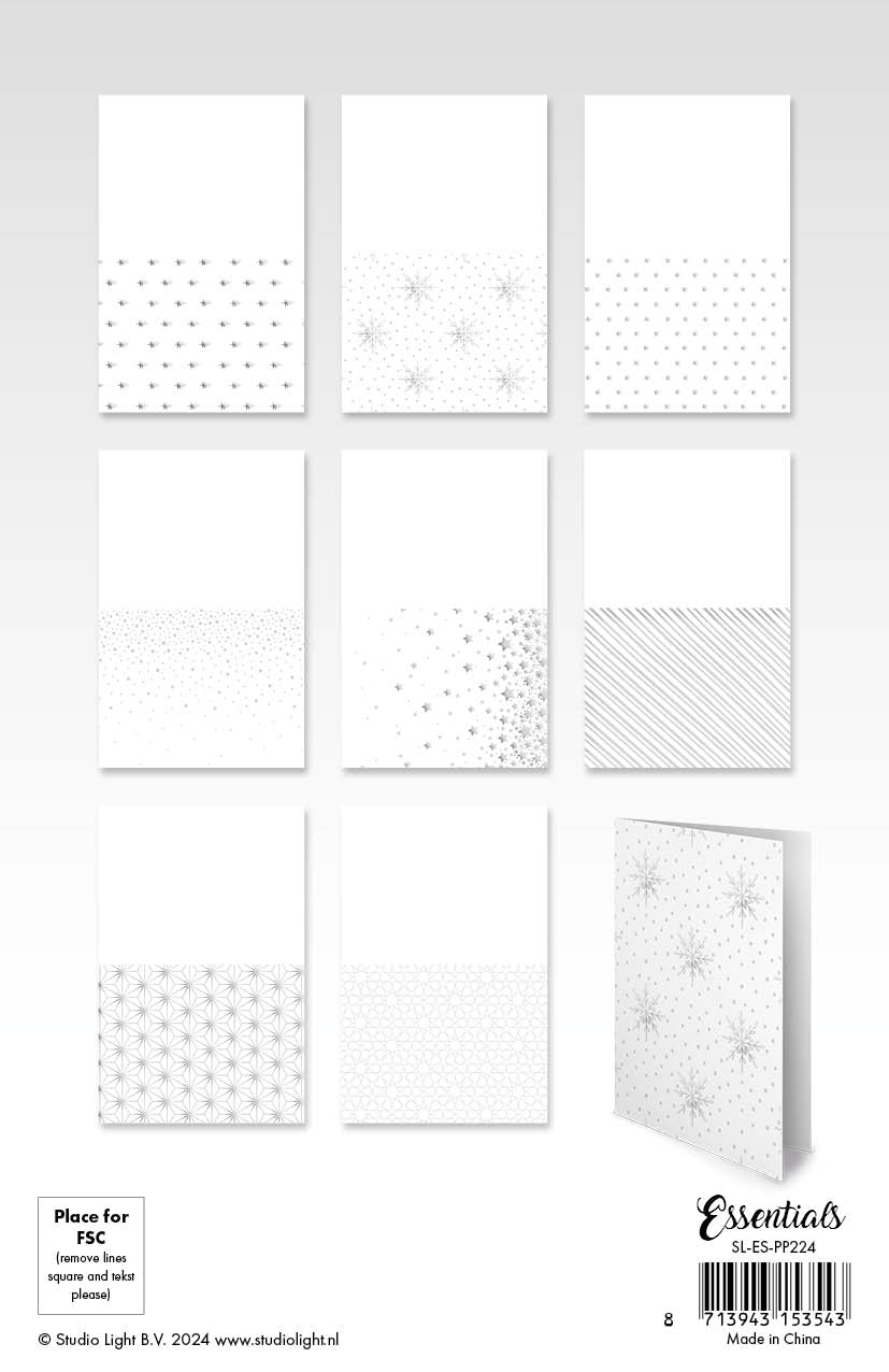 SL Foiled Cards Silver Christmas Patterns Essentials 24 SH