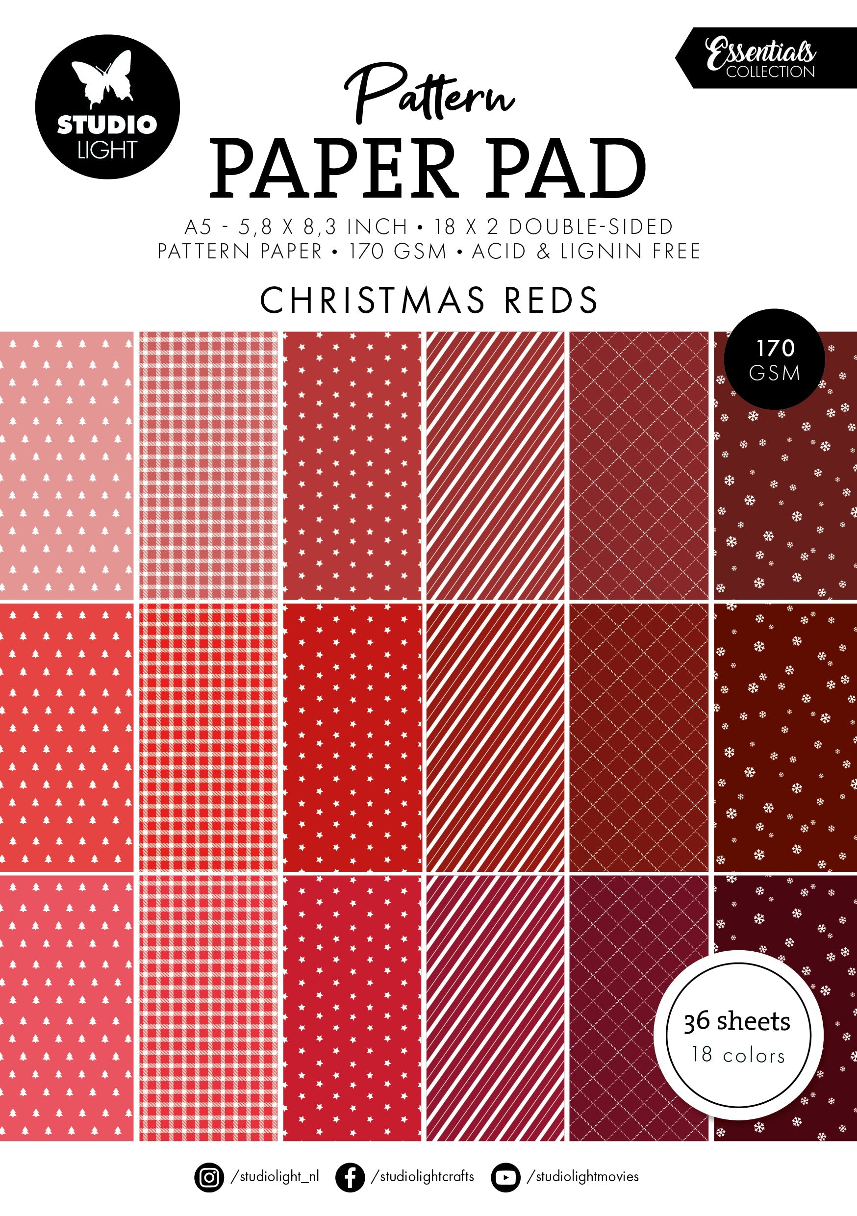 SL Pattern Paper Pad Christmas Reds Essentials 36 SH