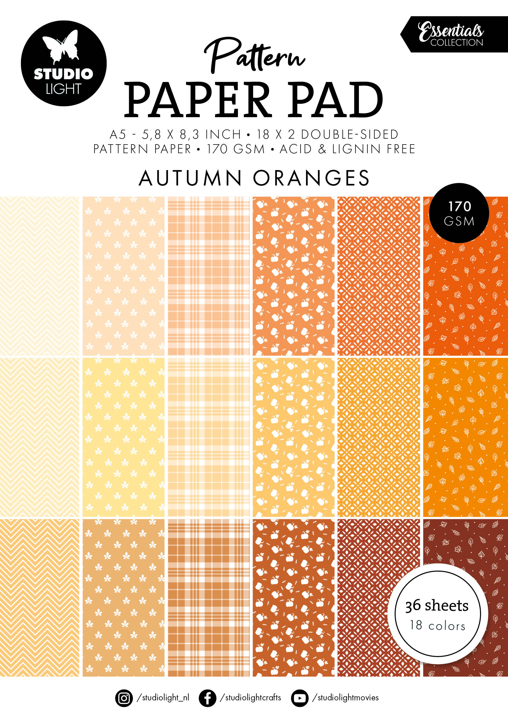 SL Pattern Paper Pad Autumn Oranges Essentials 36 SH