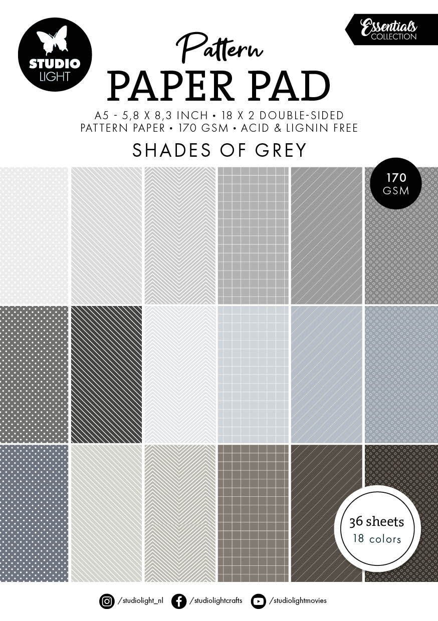 SL Pattern Paper Pad Shades Of Grey Essentials 36 SH