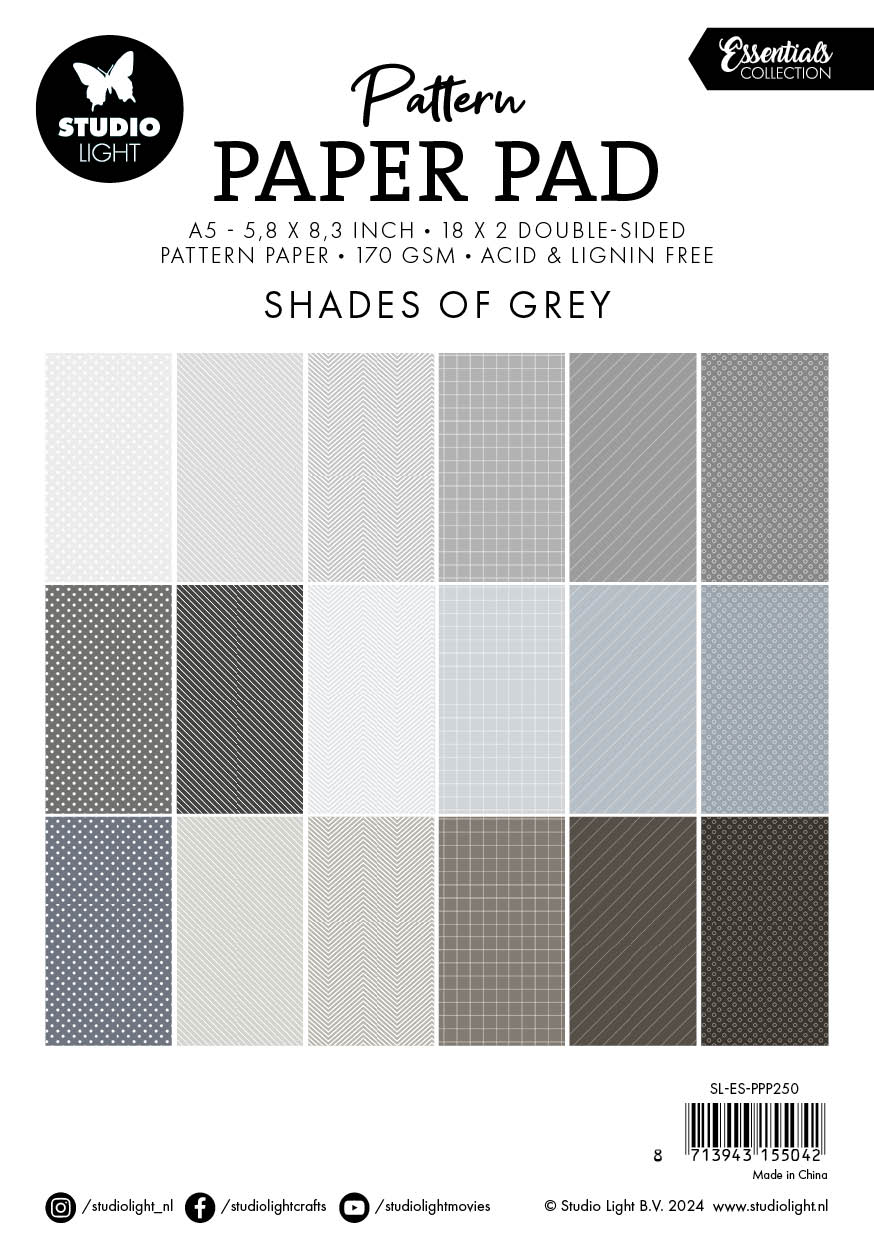 SL Pattern Paper Pad Shades Of Grey Essentials 36 SH