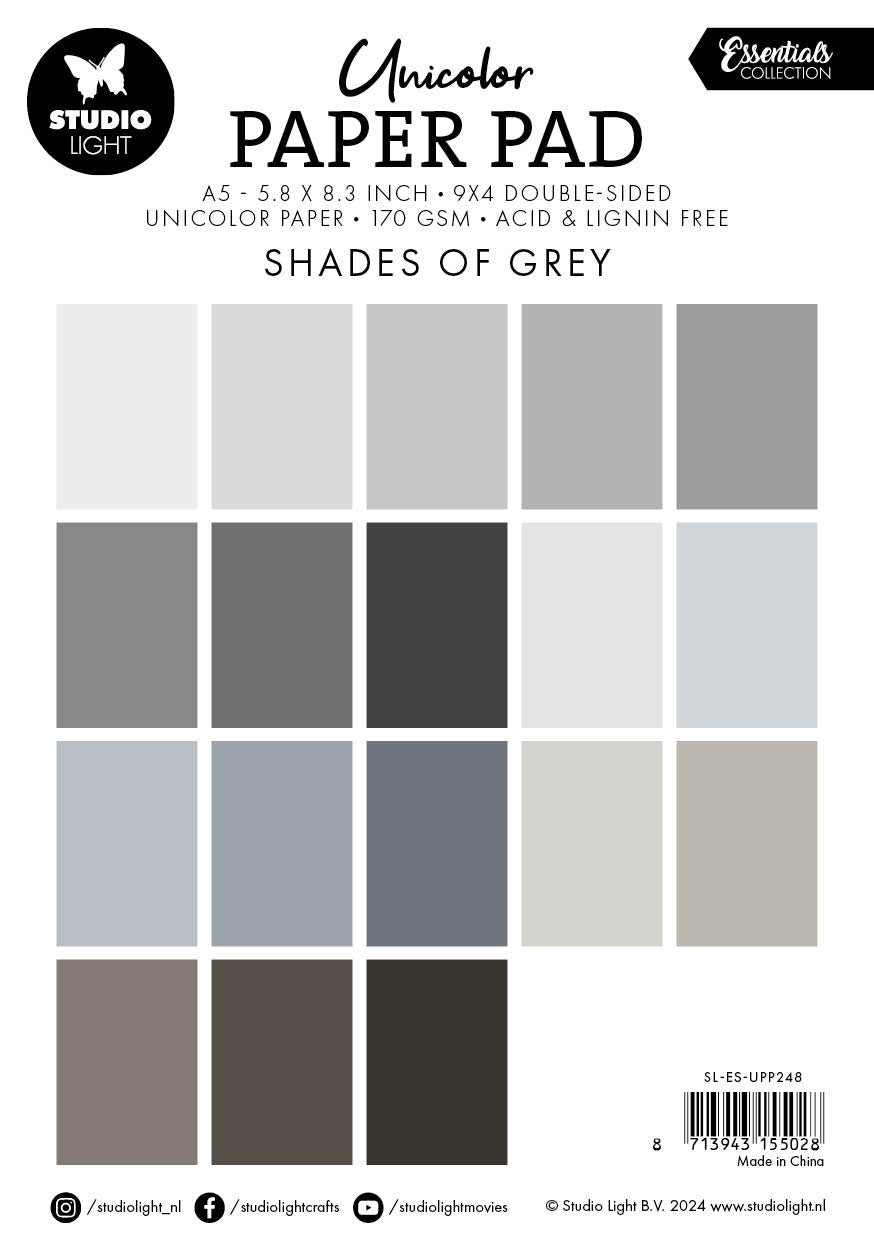 SL Unicolor Paper Pad Shades Of Grey Essentials 36 SH