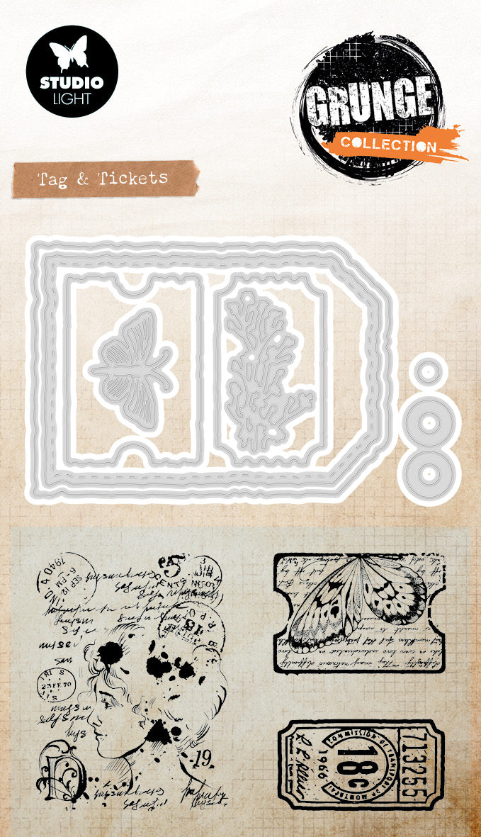 SL Stamp & Cutting Dies Tag & Tickets Grunge Collection 93x136x1mm 11 Pieces