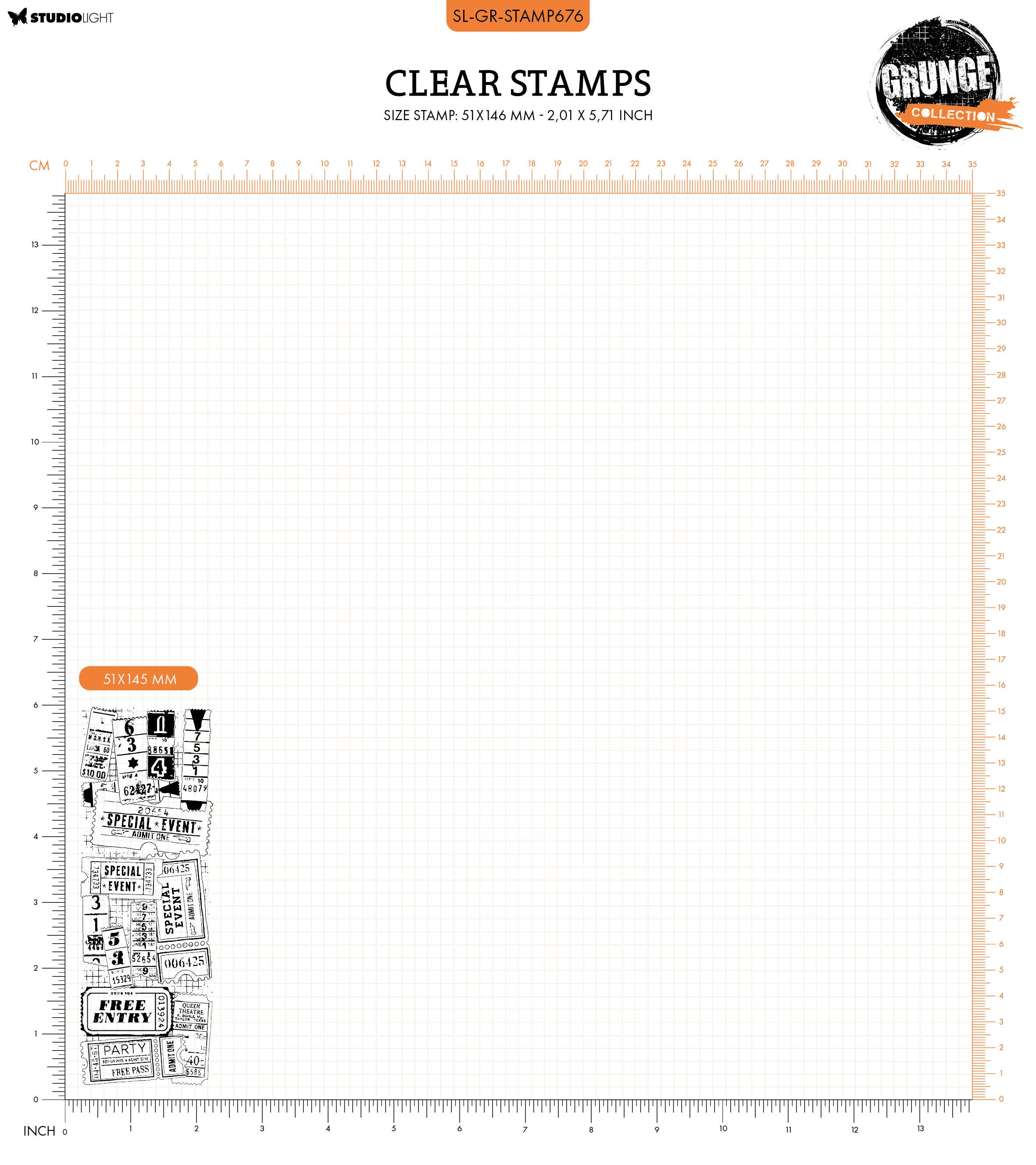 GR Clear Stamp Tickets Background Grunge Collection 1 PC