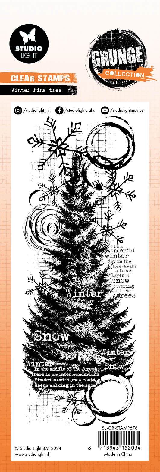 GR Clear Stamp Winter Pine Tree Grunge Collection 1 PC